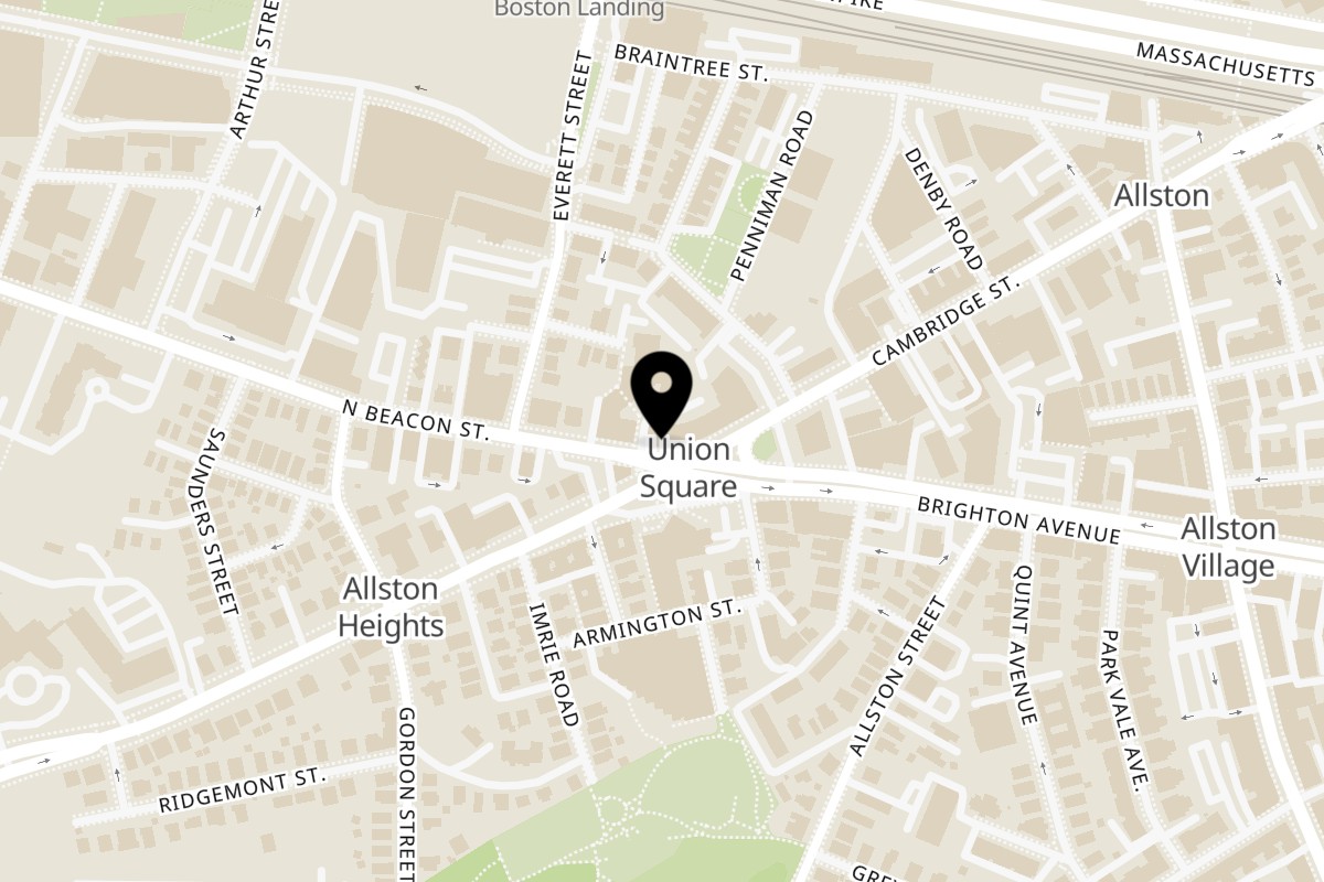 Map showing the location of Yoma Burmese Foods on 5 N Beacon St in Boston